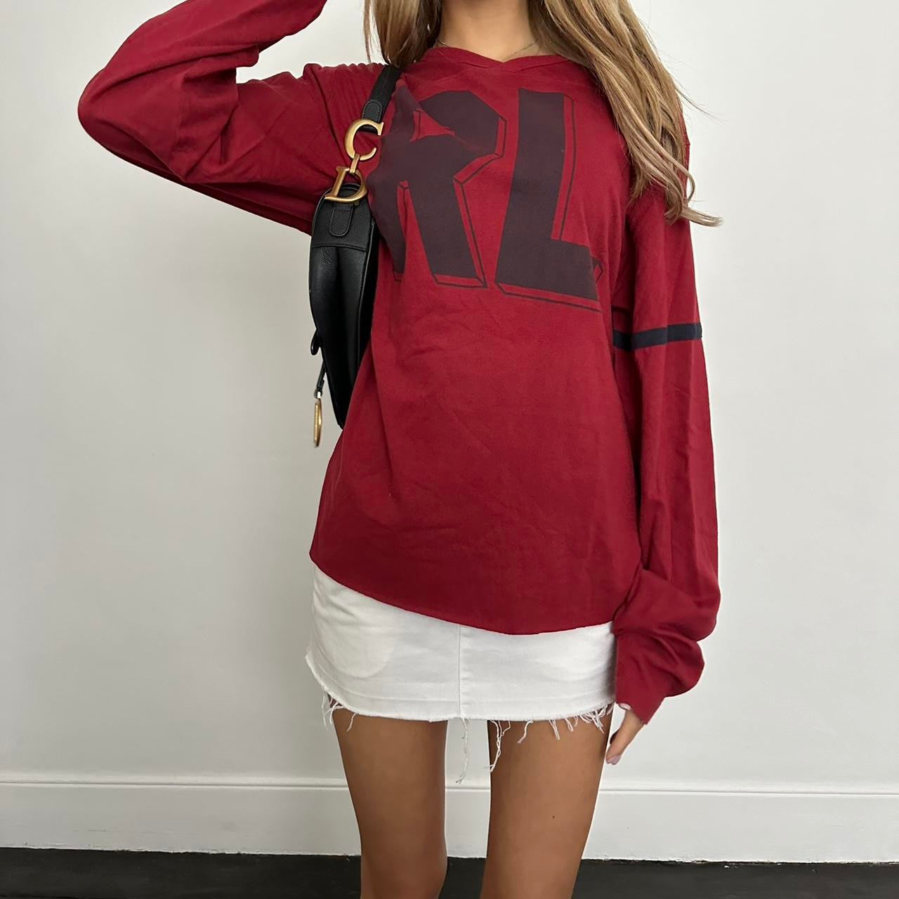 Vintage Polo Ralph Lauren red long sleeve jersey top š