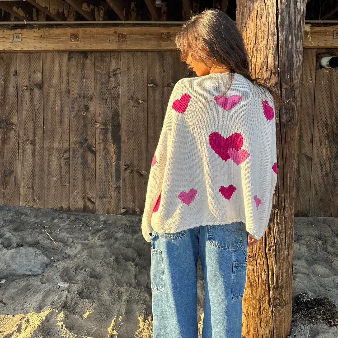 Vintage soft pink hearts button down cardigan π