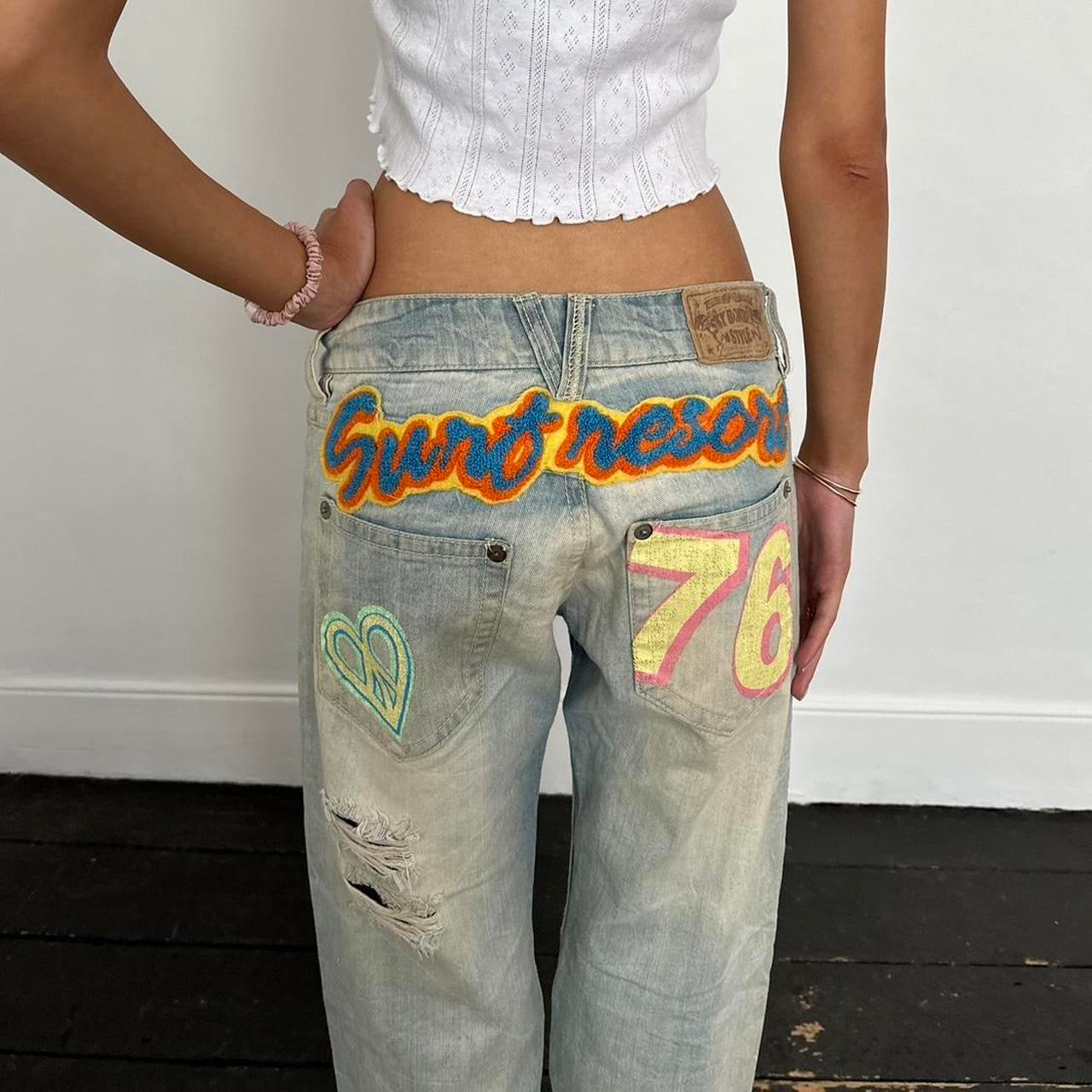 Vintage rare 90s blue love surf resort jeans 🏄🏻♀️