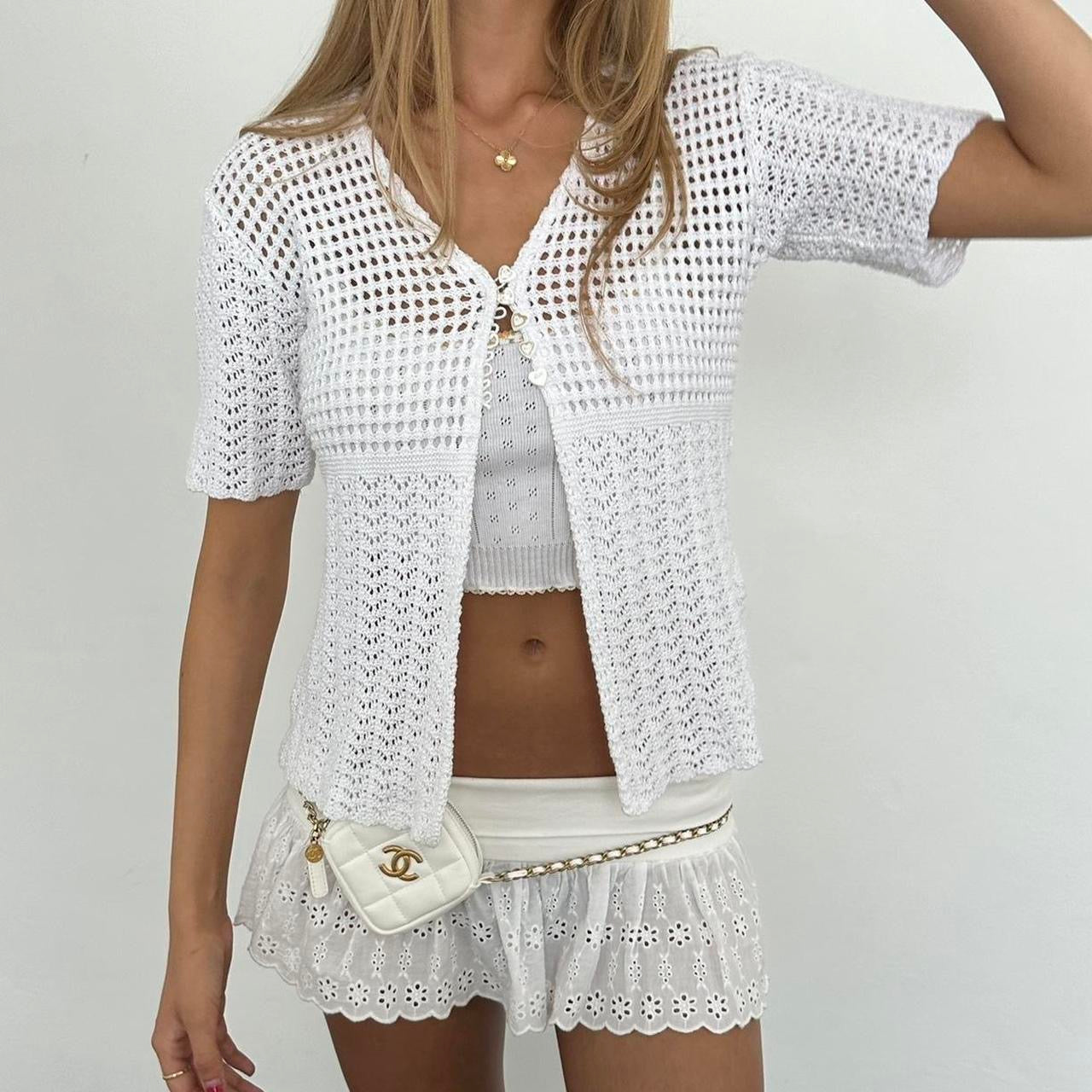 Vintage 90’s white cardigan layering top