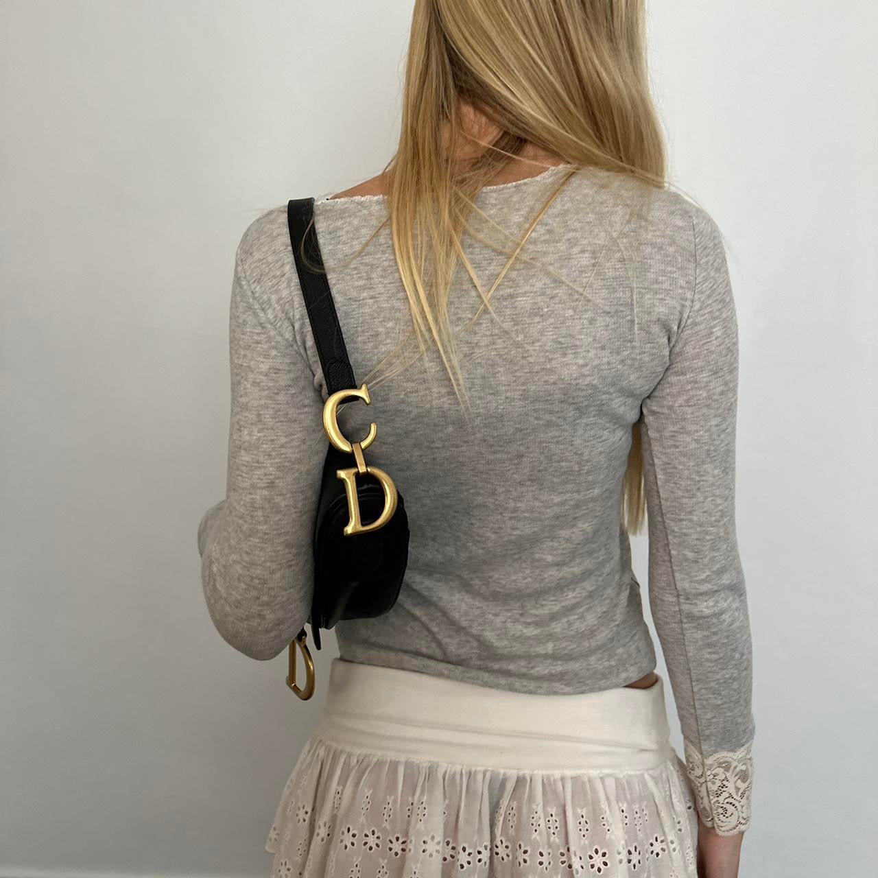 Vintage 2000’s Ralph Lauren grey long sleeve lace top