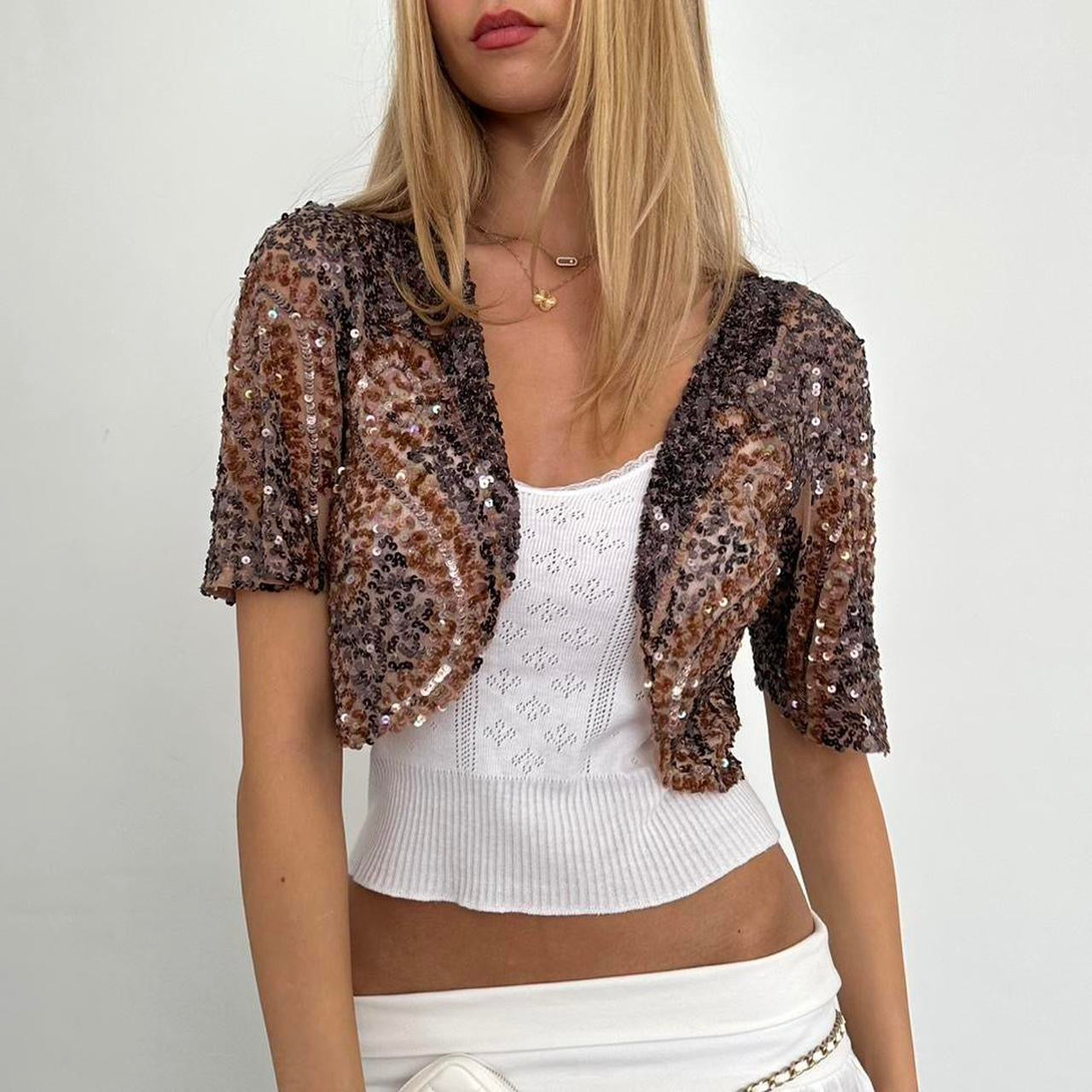 Vintage sequin delicate layering cardigan