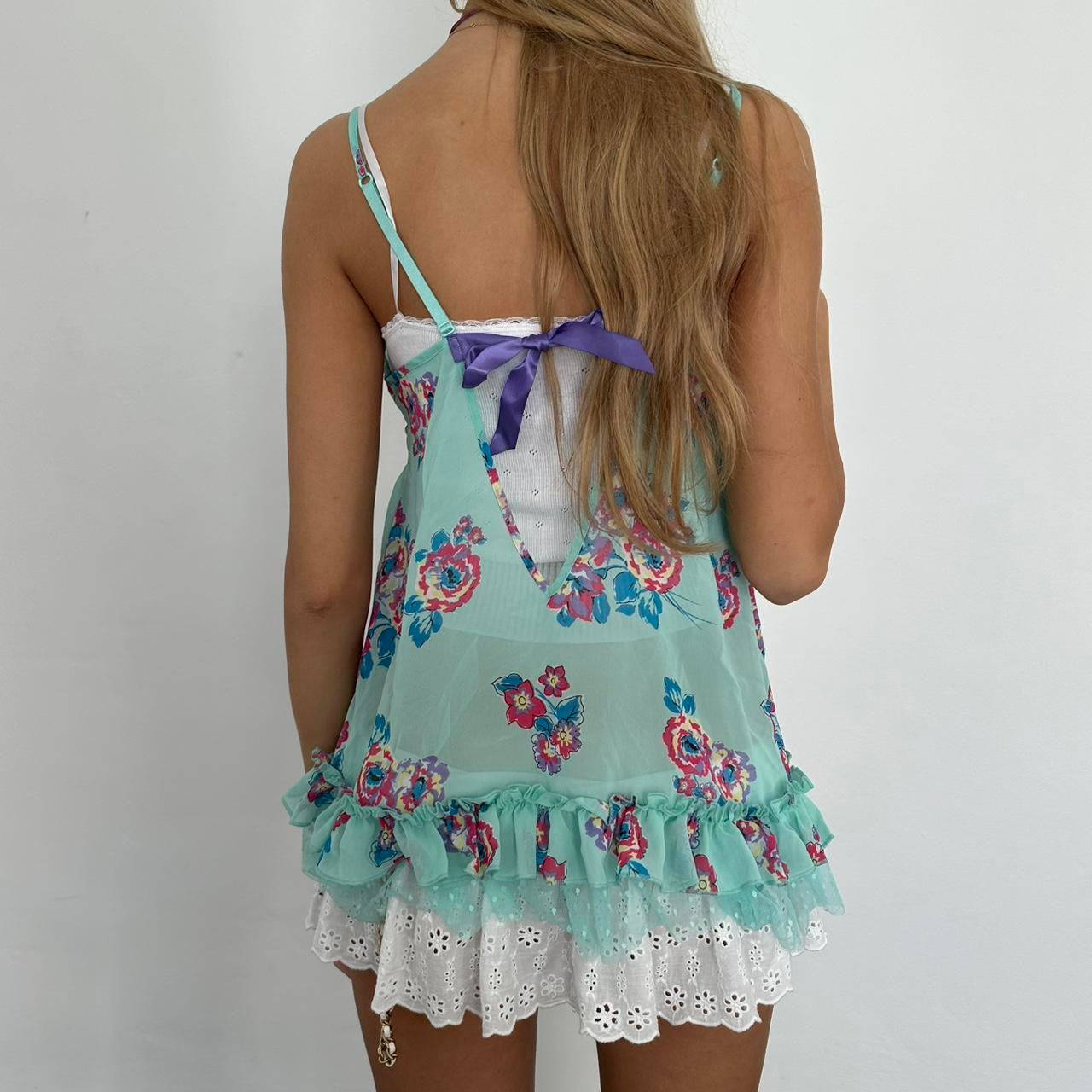 Vintage floral aqua cami top
