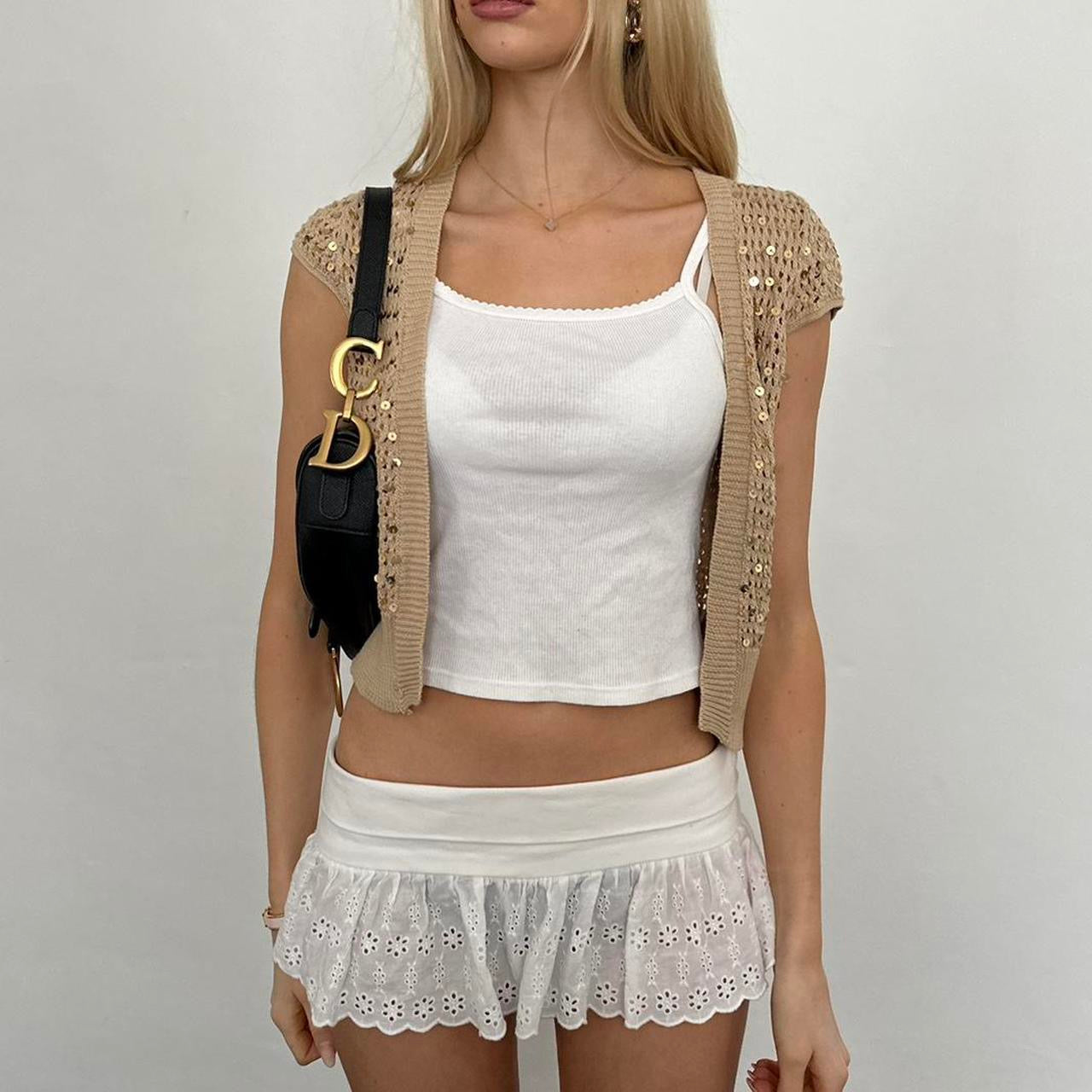 Vintage sequin open crochet top