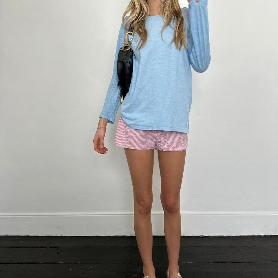 Vintage blue off shoulder long sleeve top