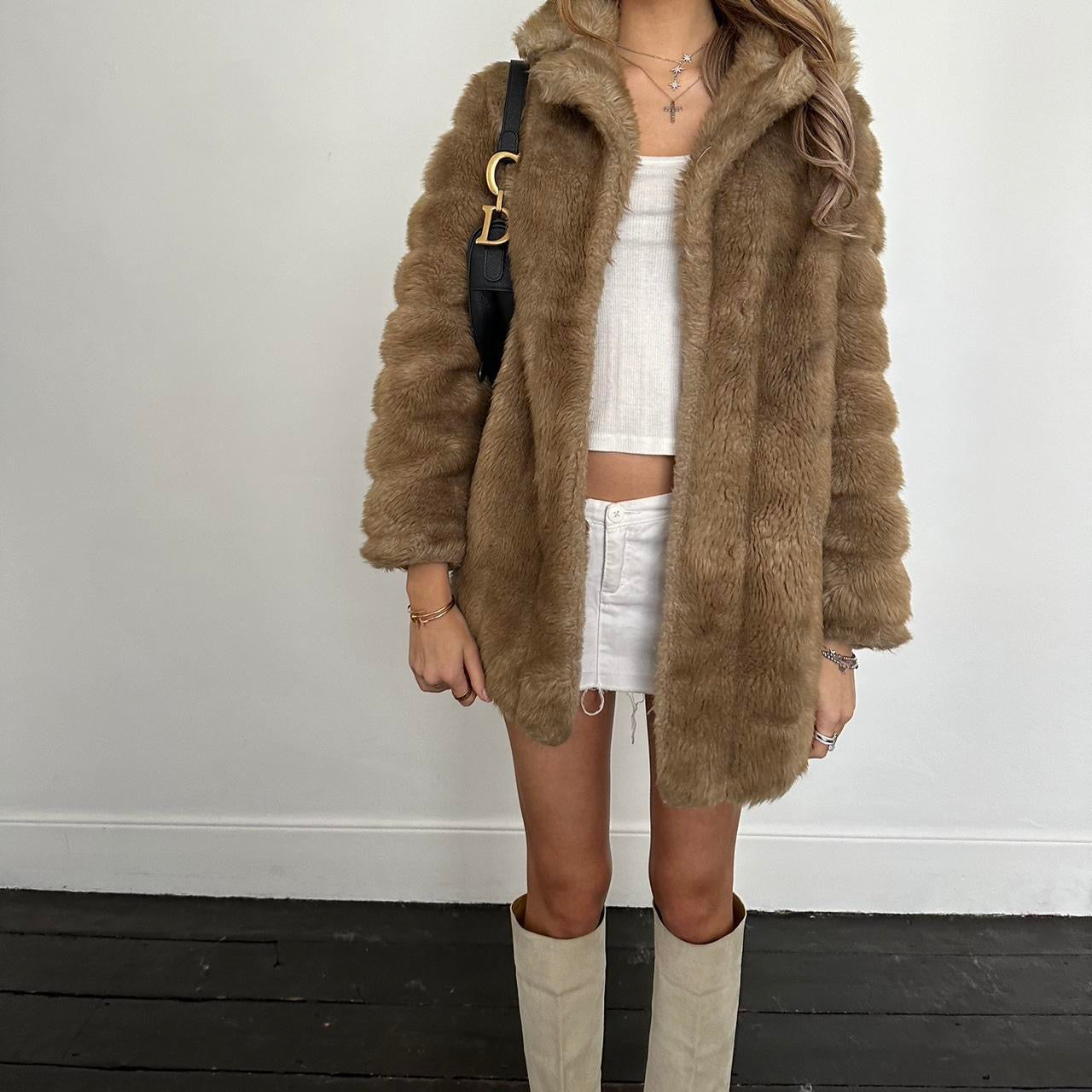 Vintage 2000’s brown faux fur jacket