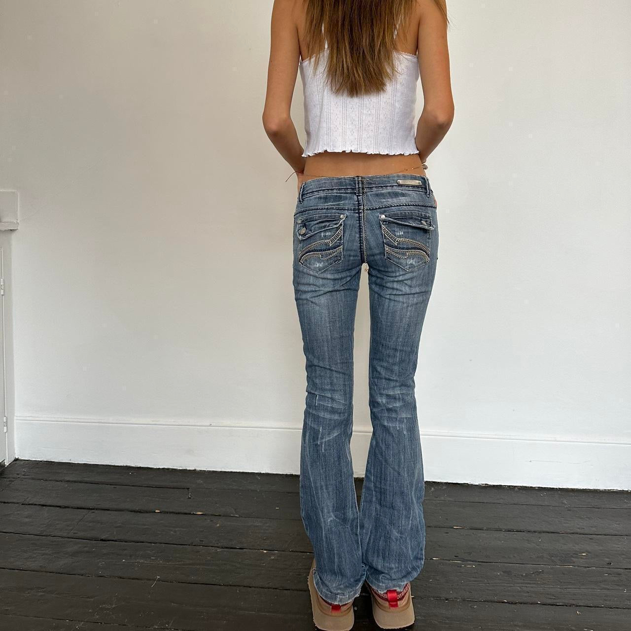 Vintage RARE distressed blue wash jeans