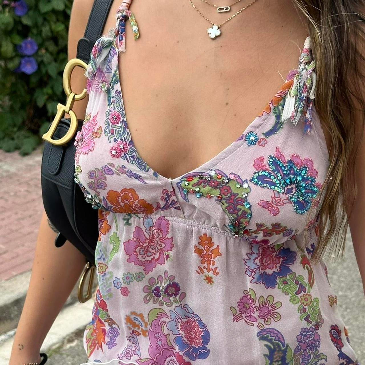 Vintage 90’s ruffle paisley mini dress