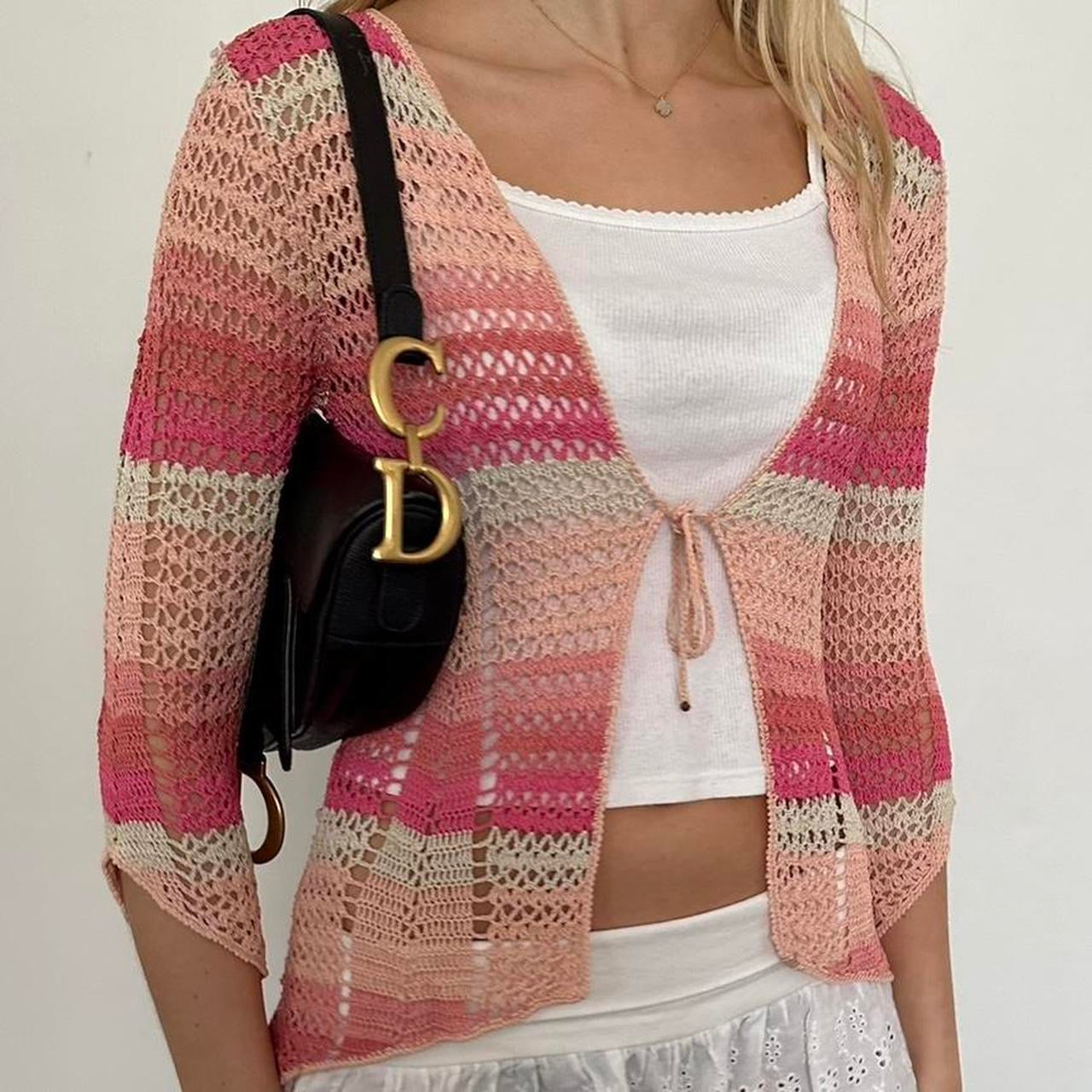 Vintage 90’s multicoloured tie up long sleeve cardigan top