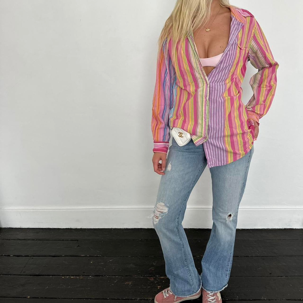 Vintage Victorias Secret colourful striped shirt