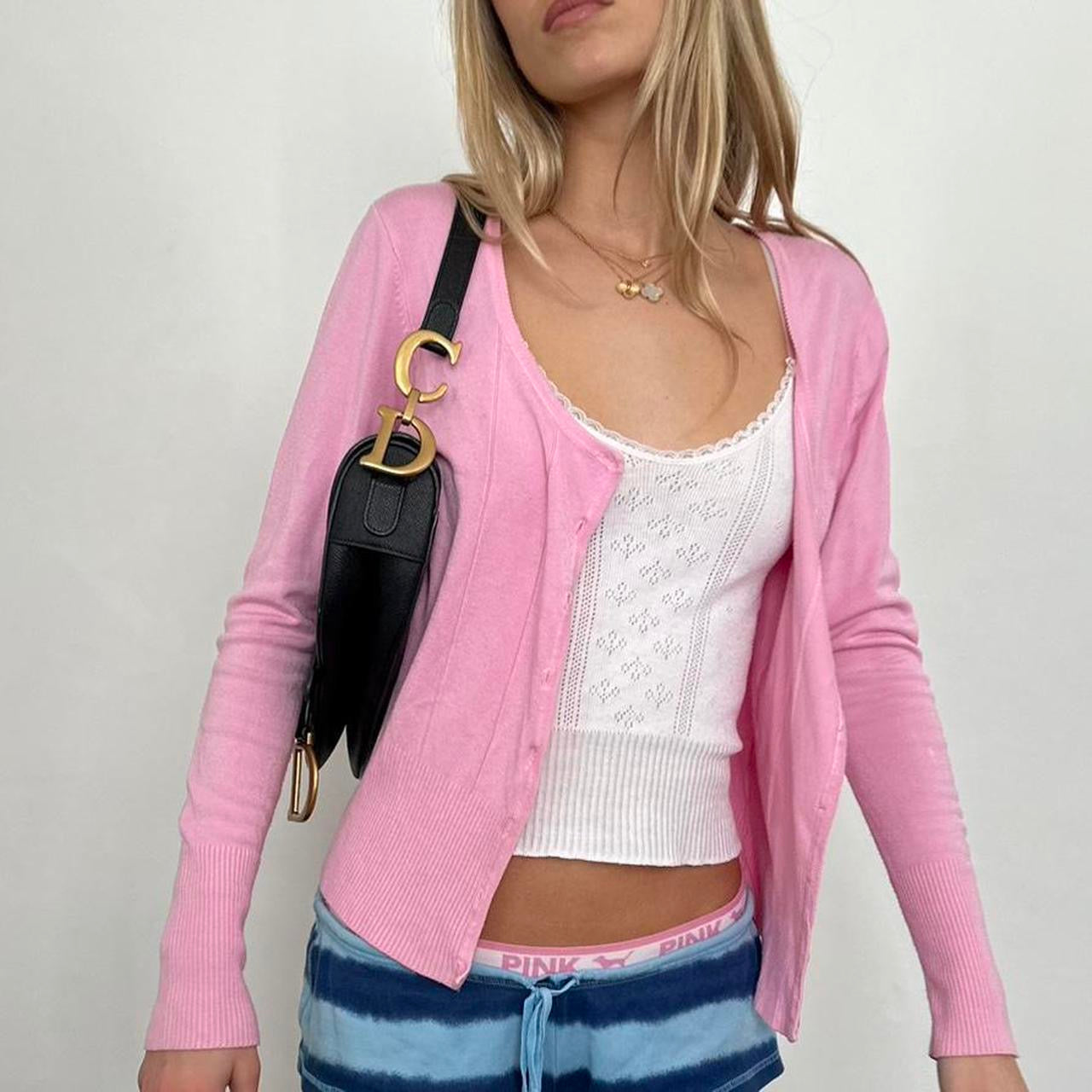 Vintage pink layering cardigan top
