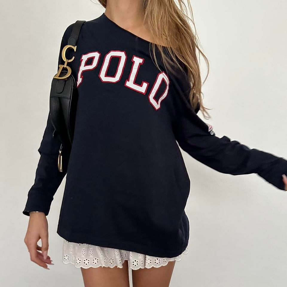 Vintage Polo Ralph Lauren graphic navy long sleeve top