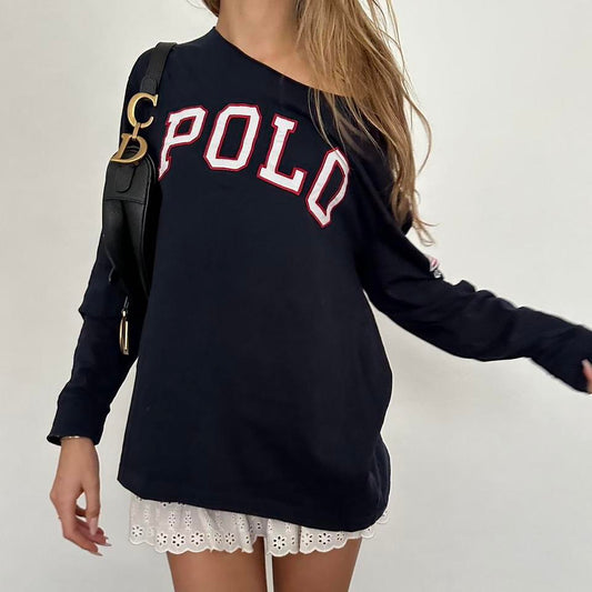 Vintage Polo Ralph Lauren graphic navy long sleeve top