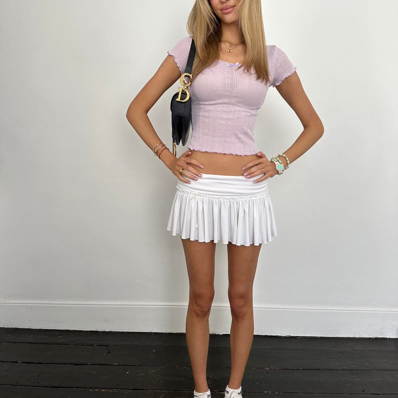 Vintage light purple pointelle baby tee