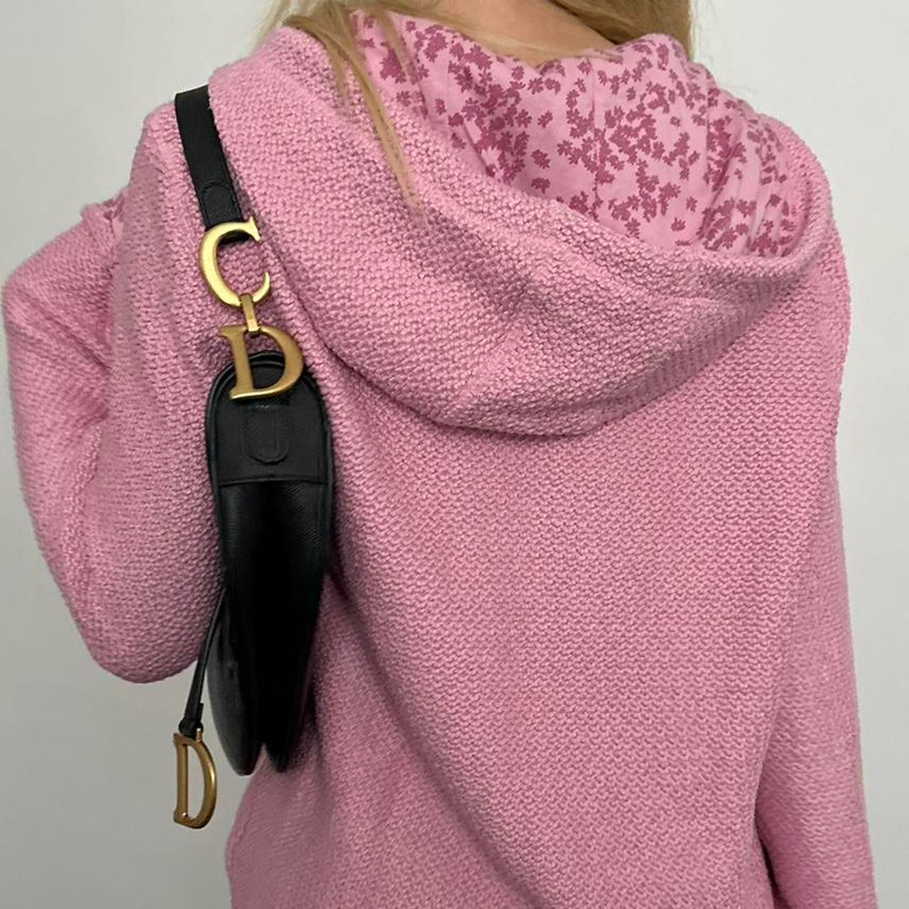 Vintage pink knit zip up hoodie