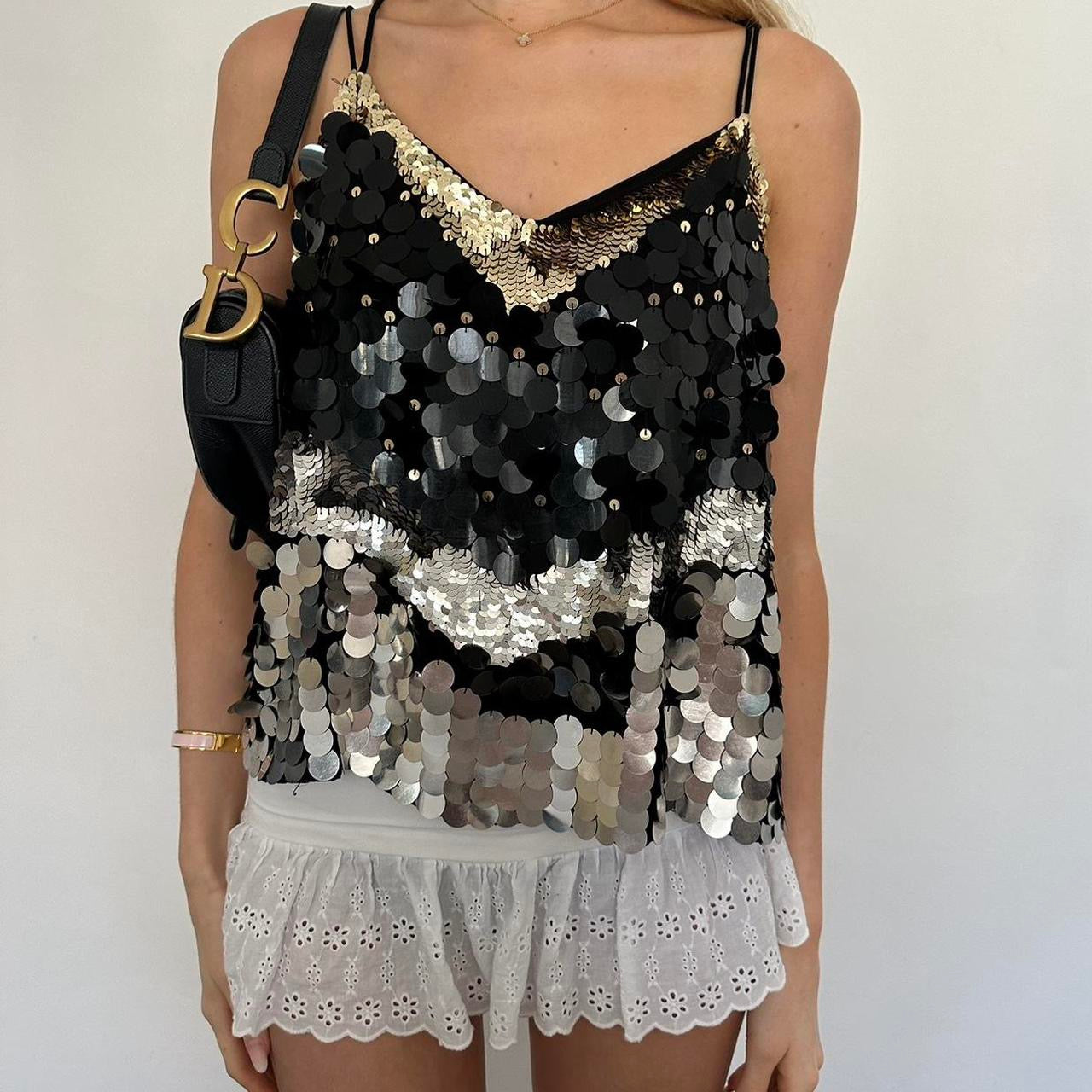 Vintage sequin embellished cami top