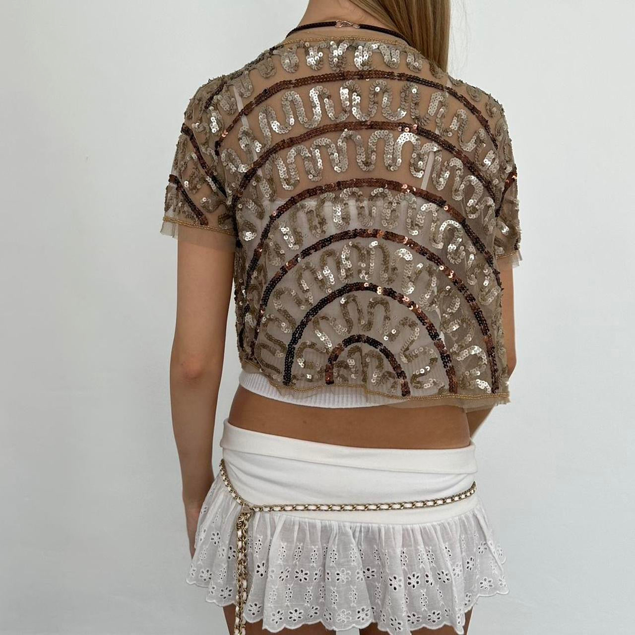 Vintage gold sequin delicate layering top