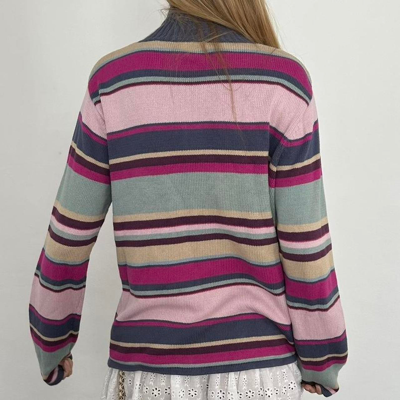 Vintage knit stripe zip up sweater
