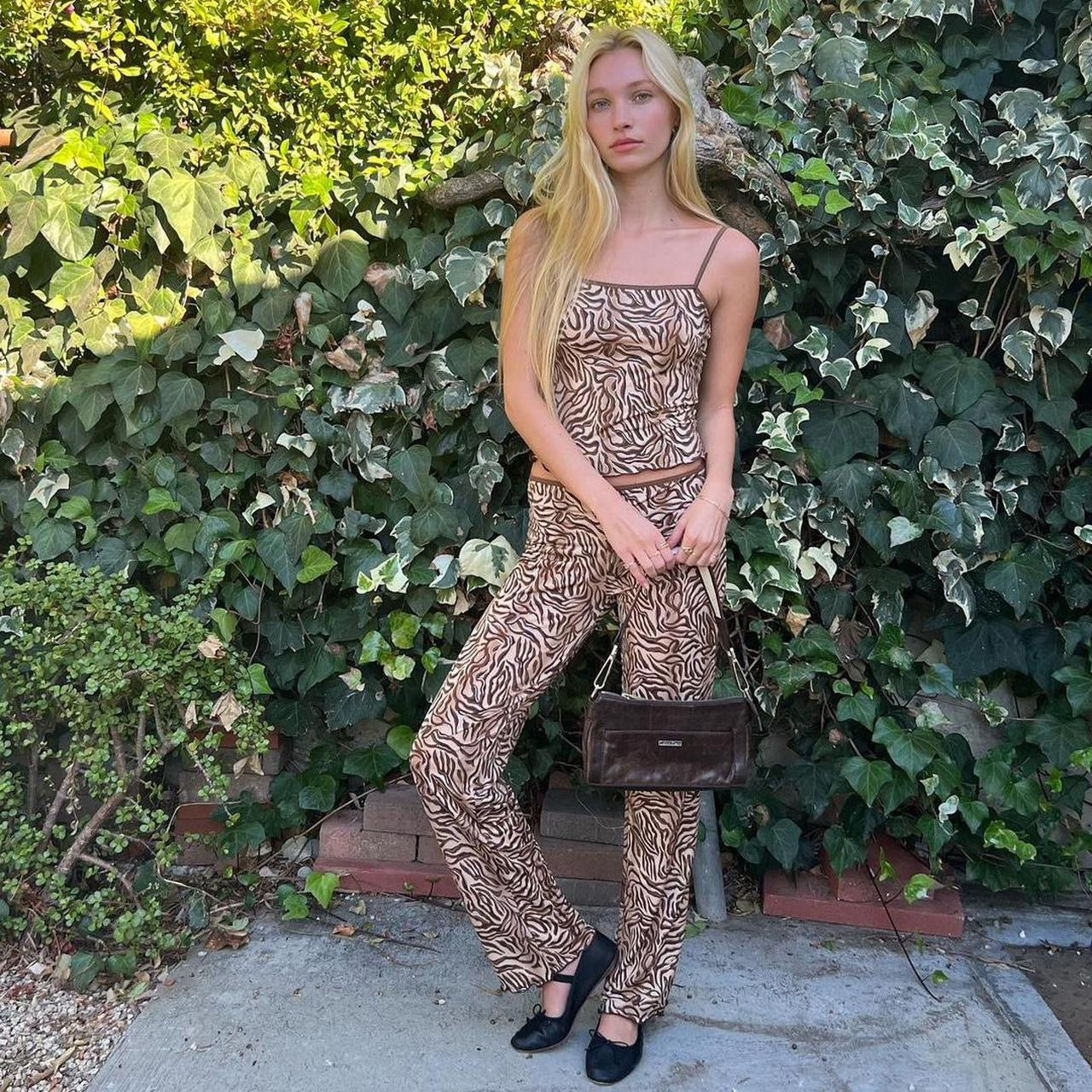 Vintage 90s animal print cami and pant two piece set
