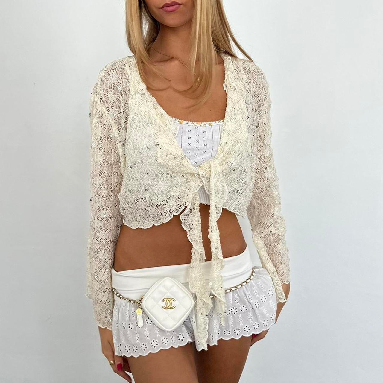 Vintage 90’s white cardigan layering top