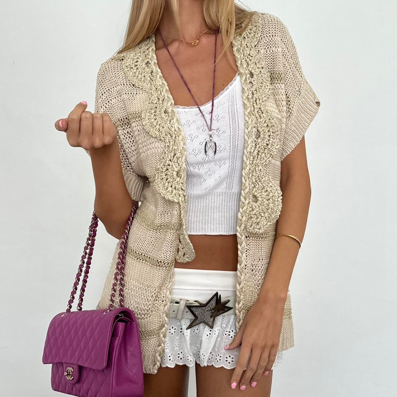 Vintage 90’s cream boho cardigan top