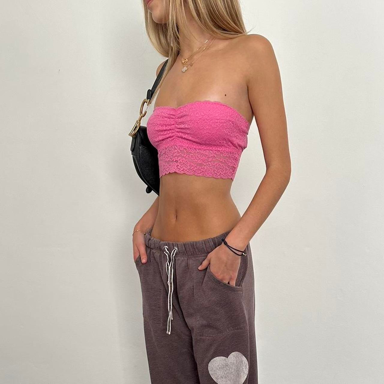 Vintage 2000s Gilly Hicks pink lace bandeau top top
