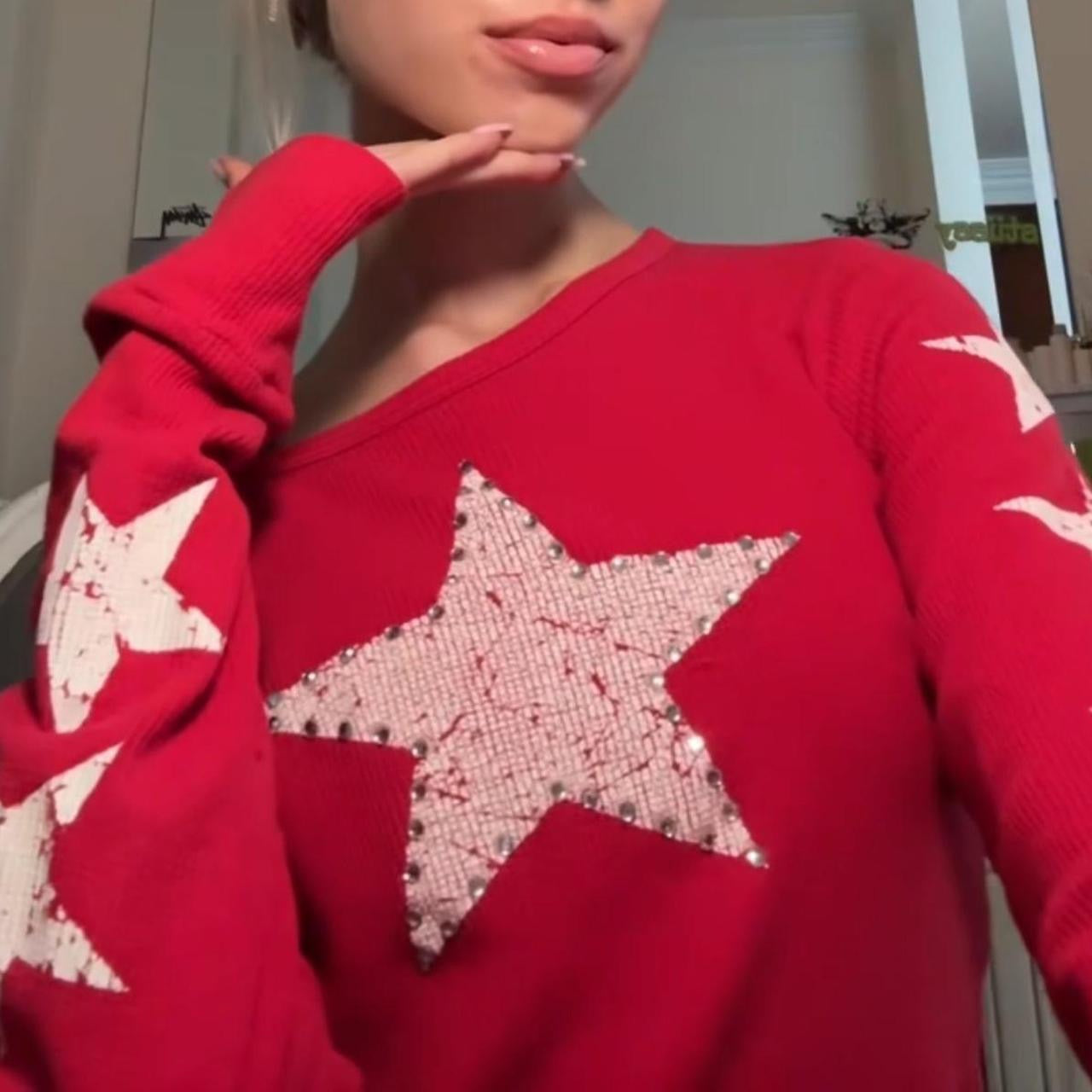 Vintage red long sleeve star top