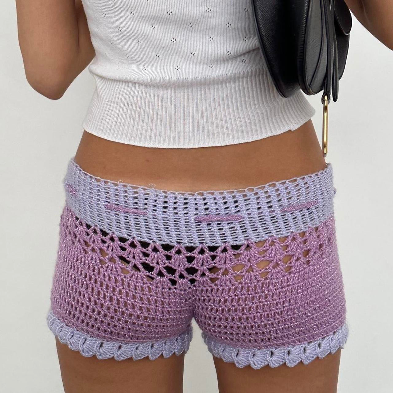 Vintage purple knit mini shorts