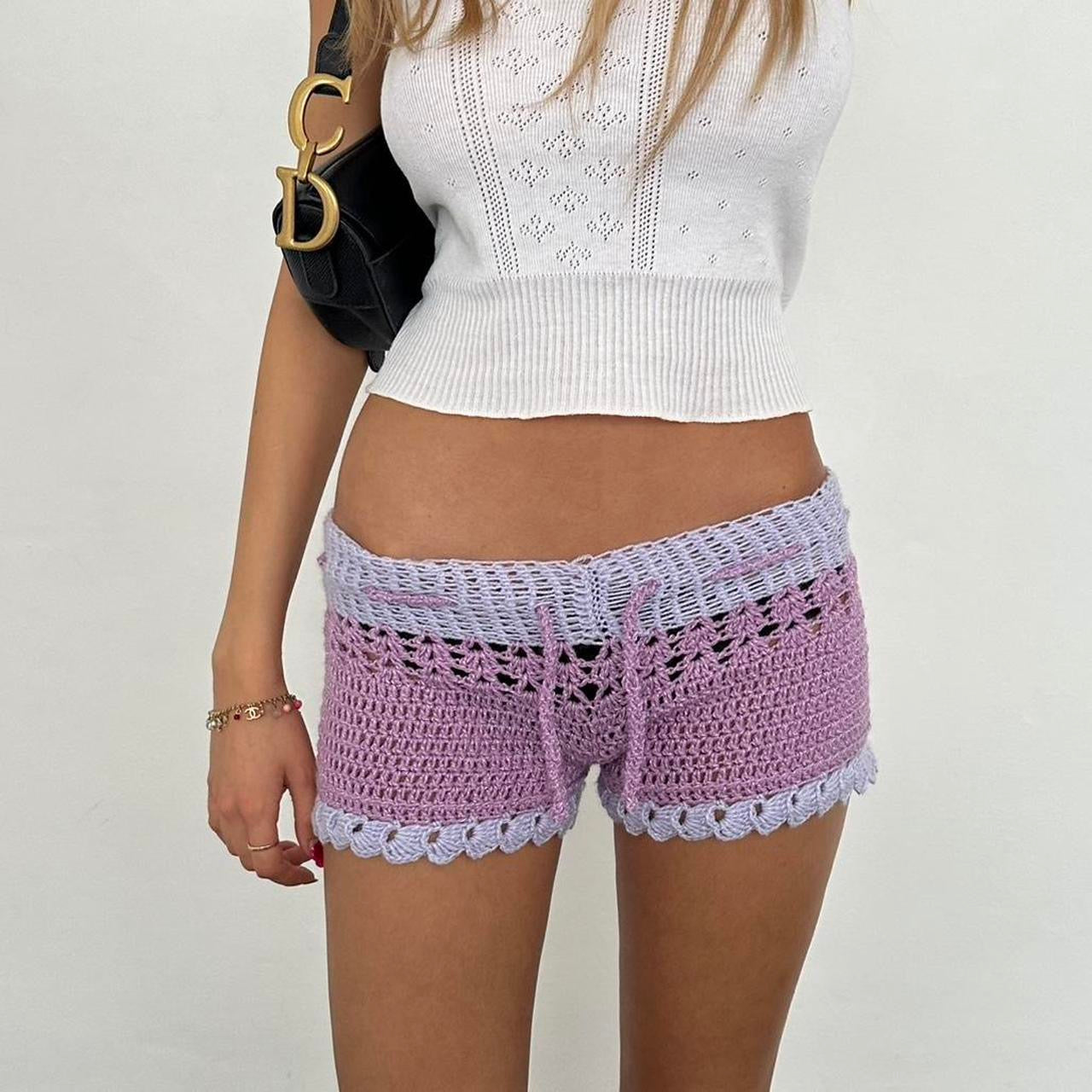 Vintage purple knit mini shorts