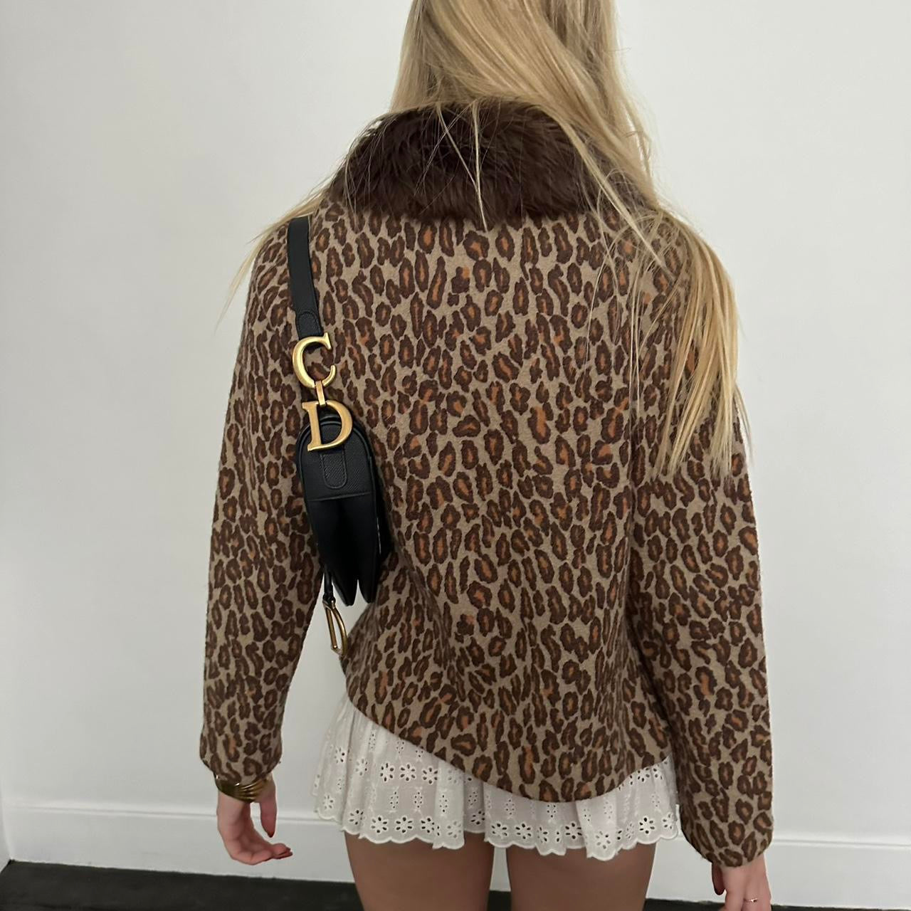 Vintage 90’s faux fur leopard cardigan