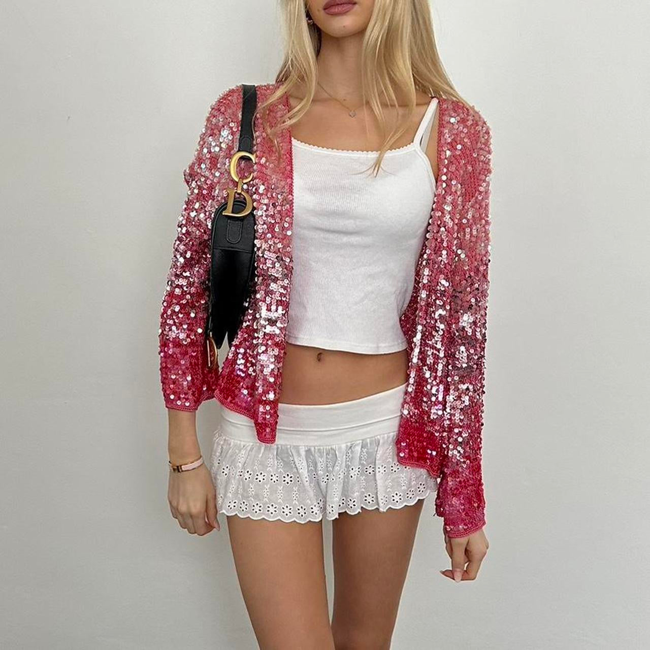 Vintage 90’s pink sequin cardigan