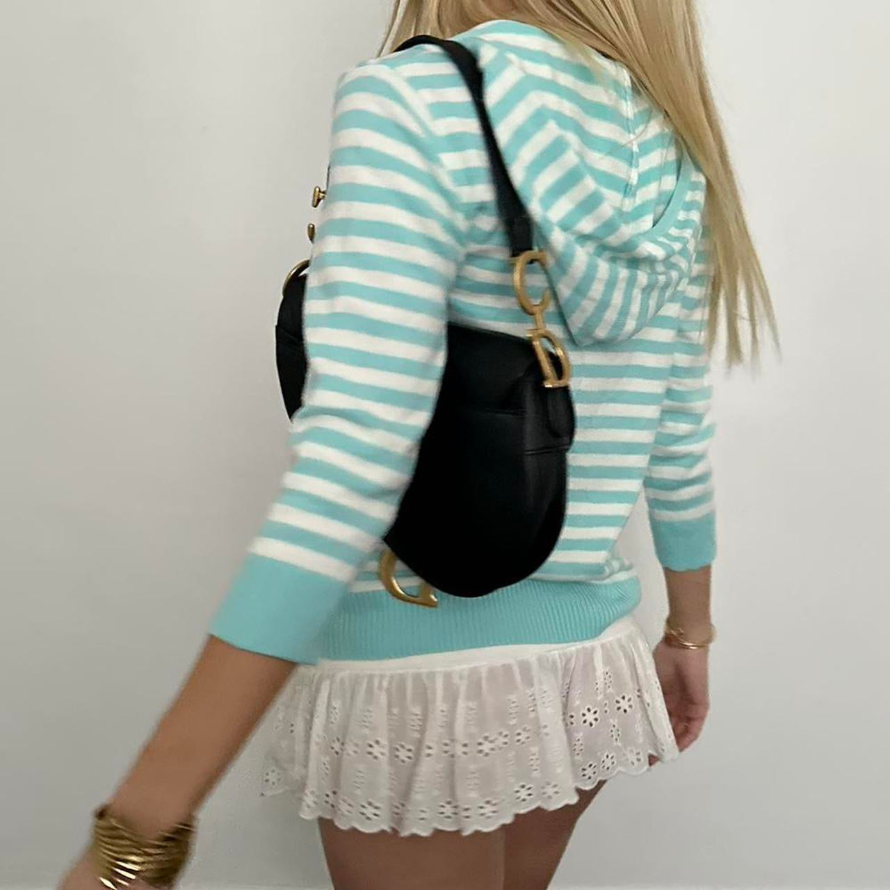 Vintage 90’s striped blue & white knit zip up hoodie