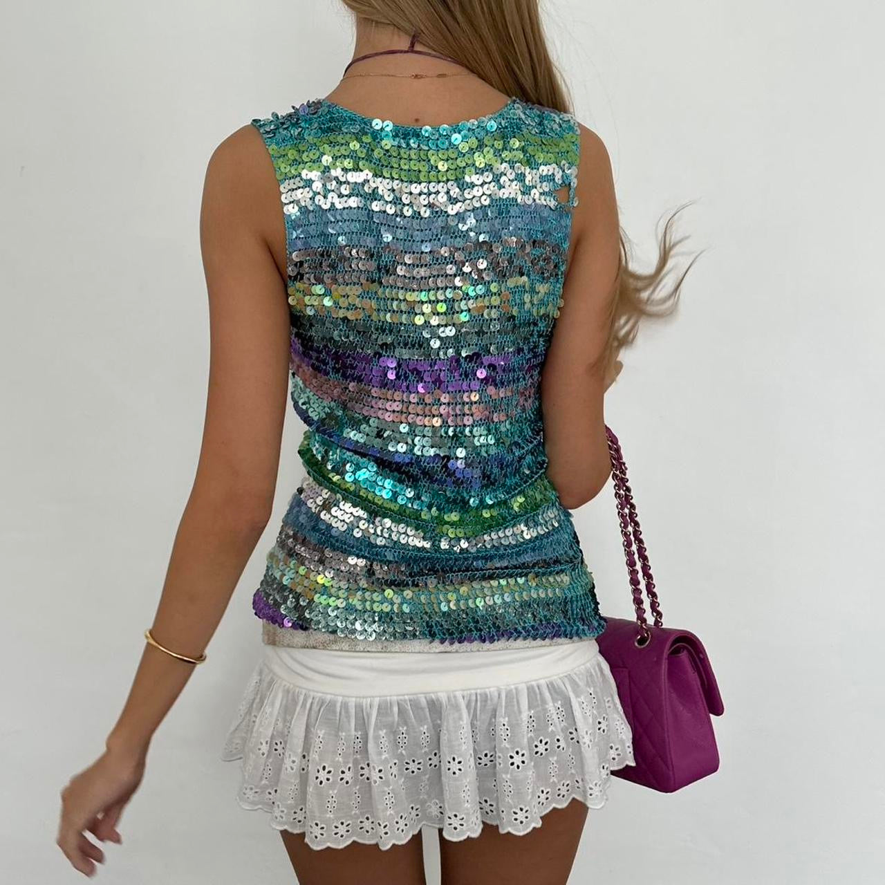 Vintage 2000’s crochet sequin multicoloured top