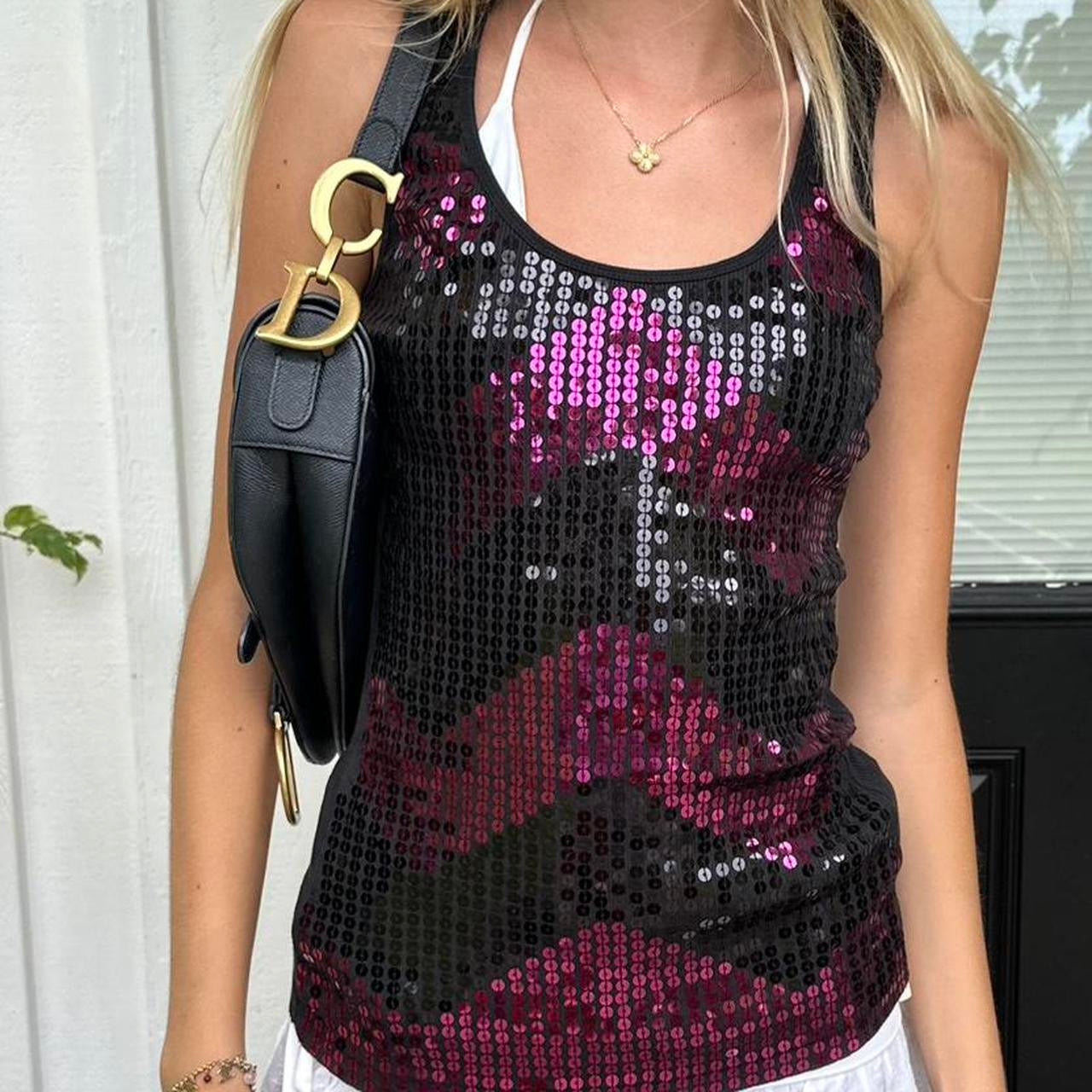 Vintage 90’s sequin purple & pink cami top