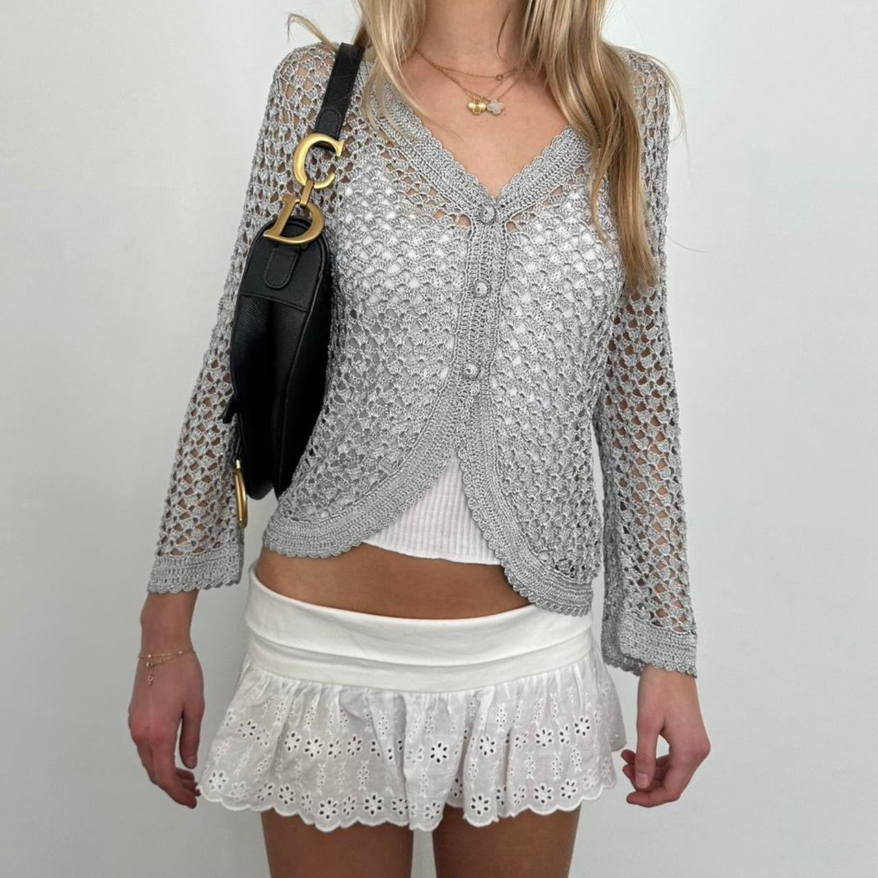 Vintage grey layering cardigan top