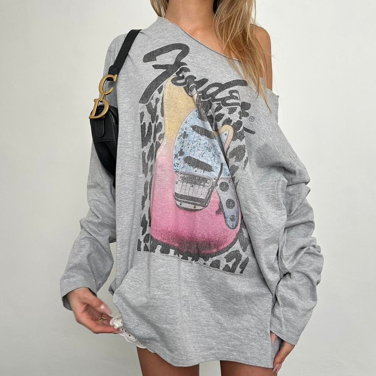 Vintage grey guitar long sleeve top