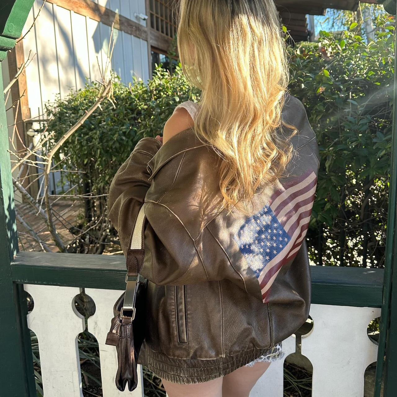 Vintage American flag leather jacket
