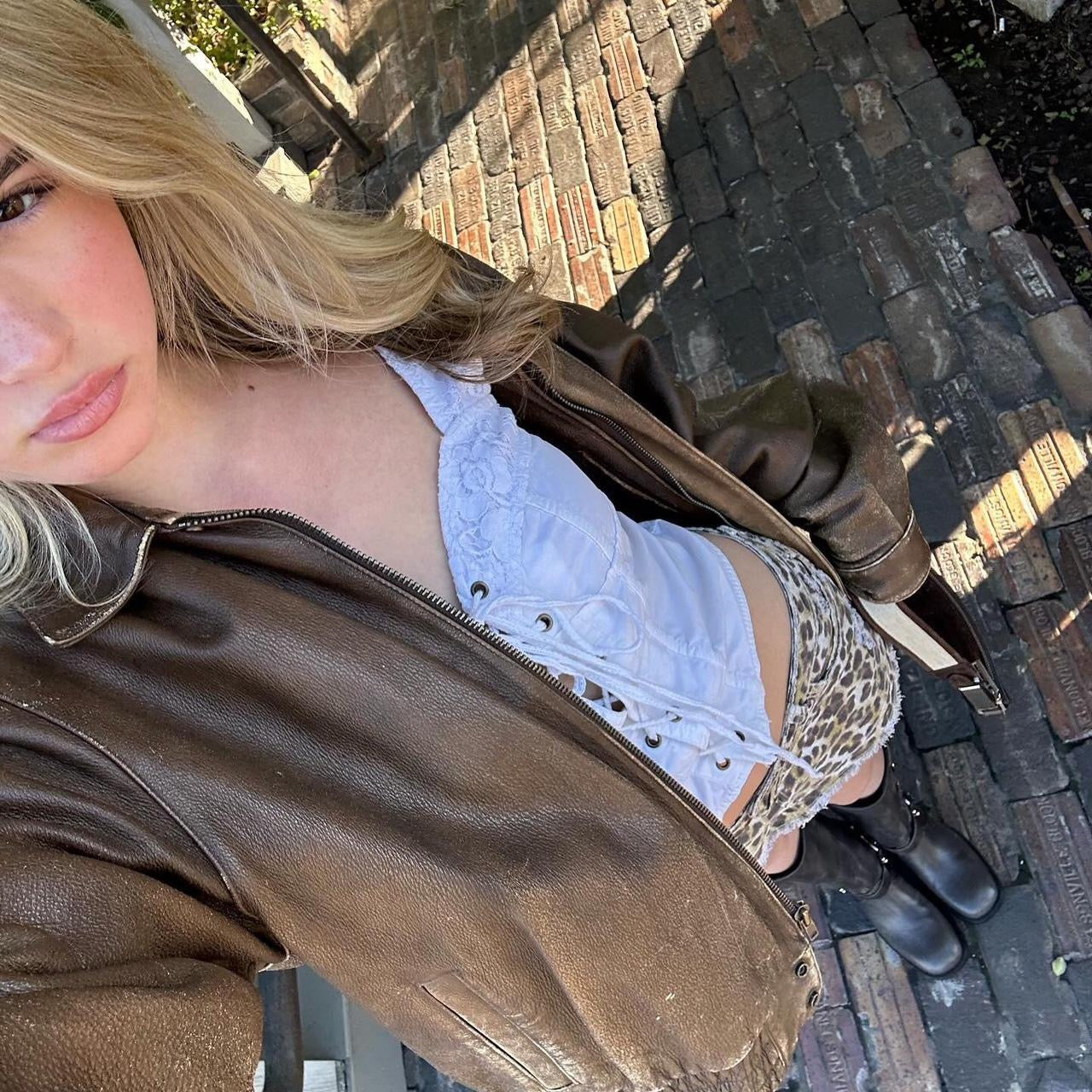 Vintage American flag leather jacket