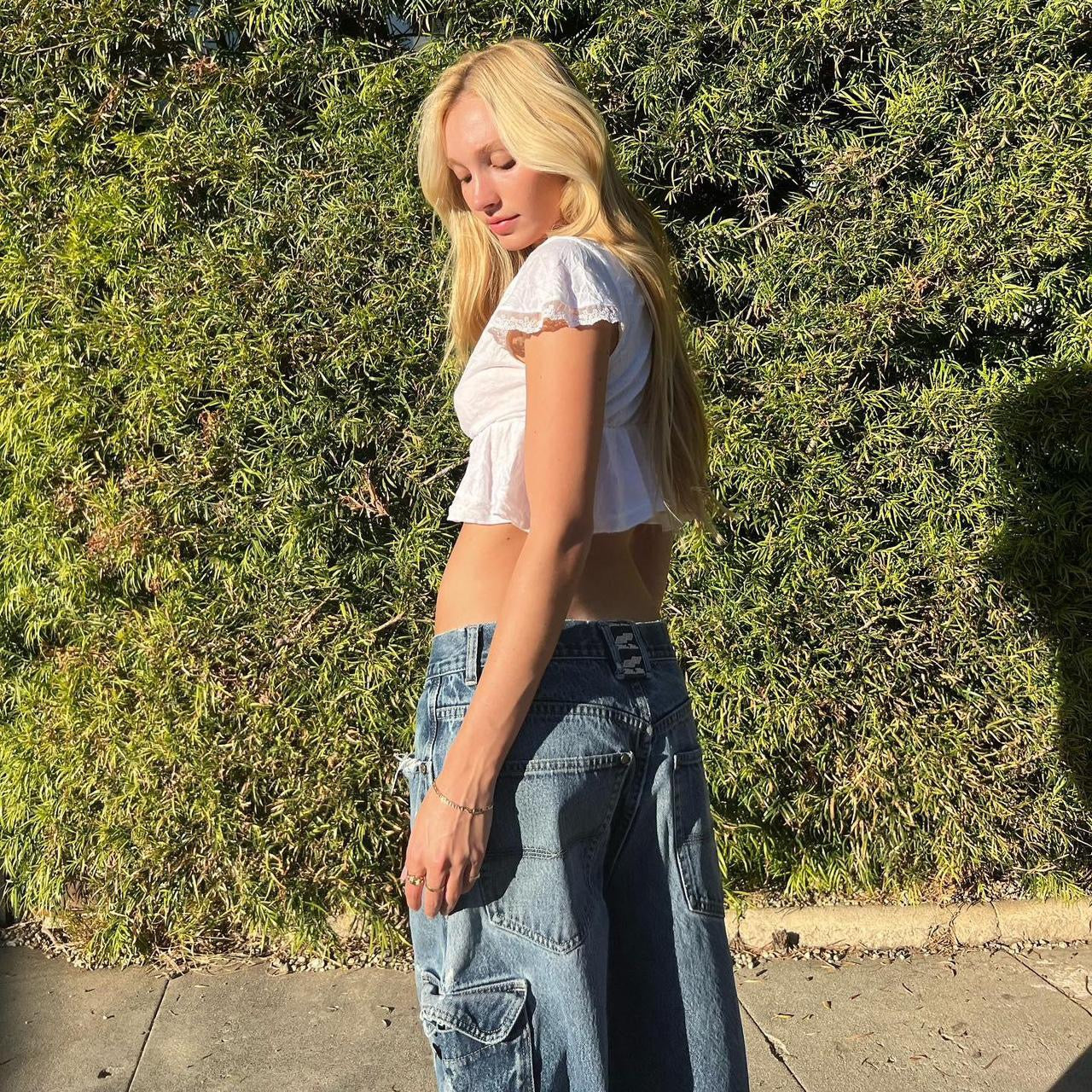 Vintage 90’s Guess rare design babydoll top 🩵