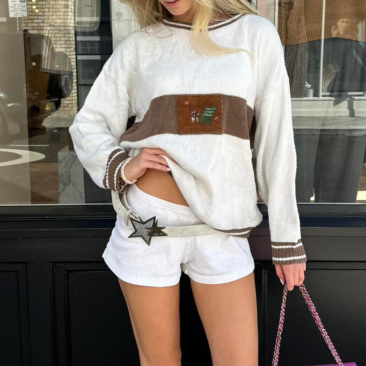 Vintage 90ās sporty preppy knit sweater top