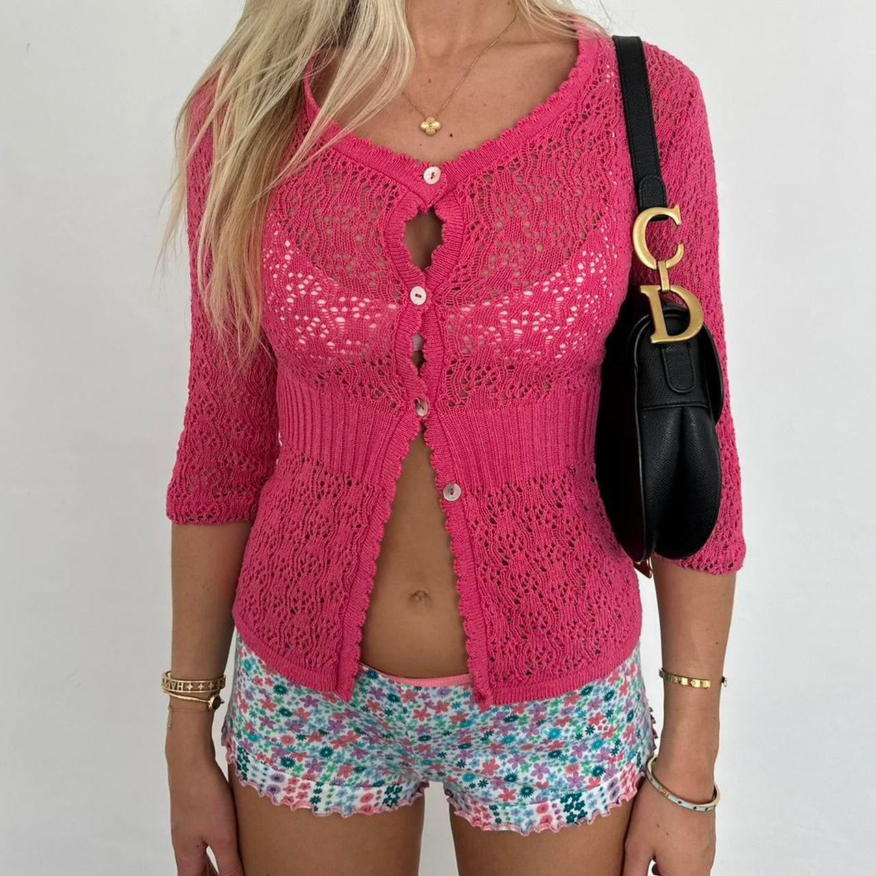 Vintage 90’s pink cardigan layering top