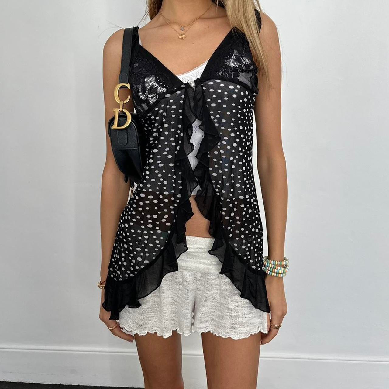 Vintage 90’s mesh polka dot top
