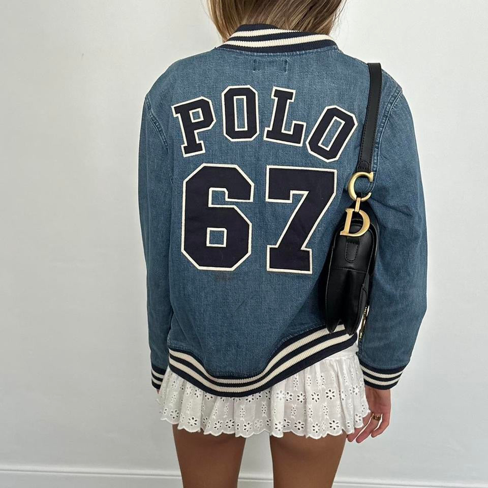 Vintage Ralph Lauren varsity denim graphic jacket