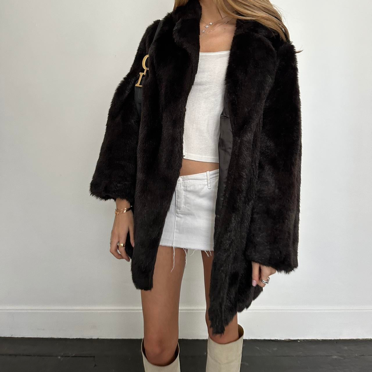 Vintage 2000’s dark brown faux fur jacket