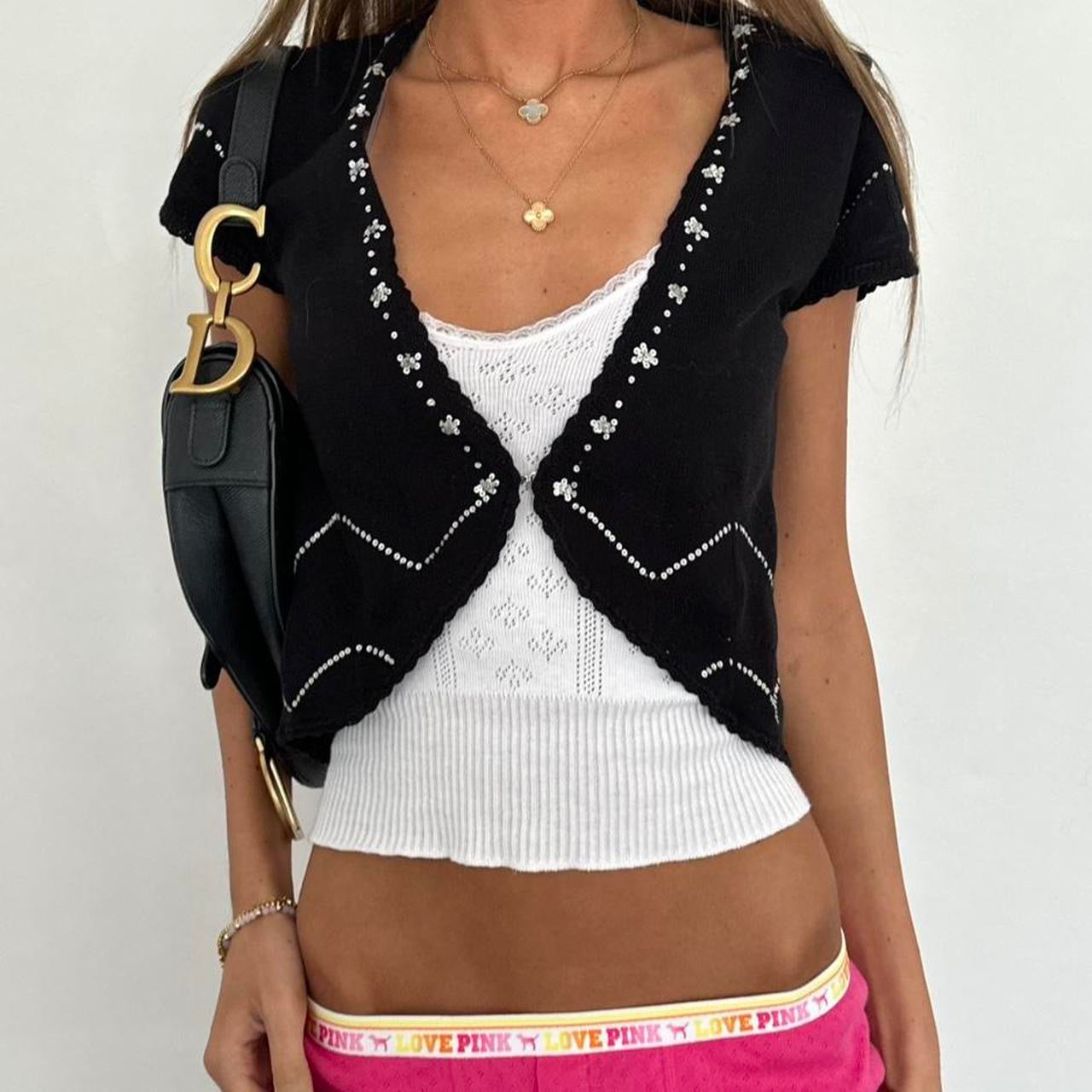 Vintage 2000s sequin black layering top