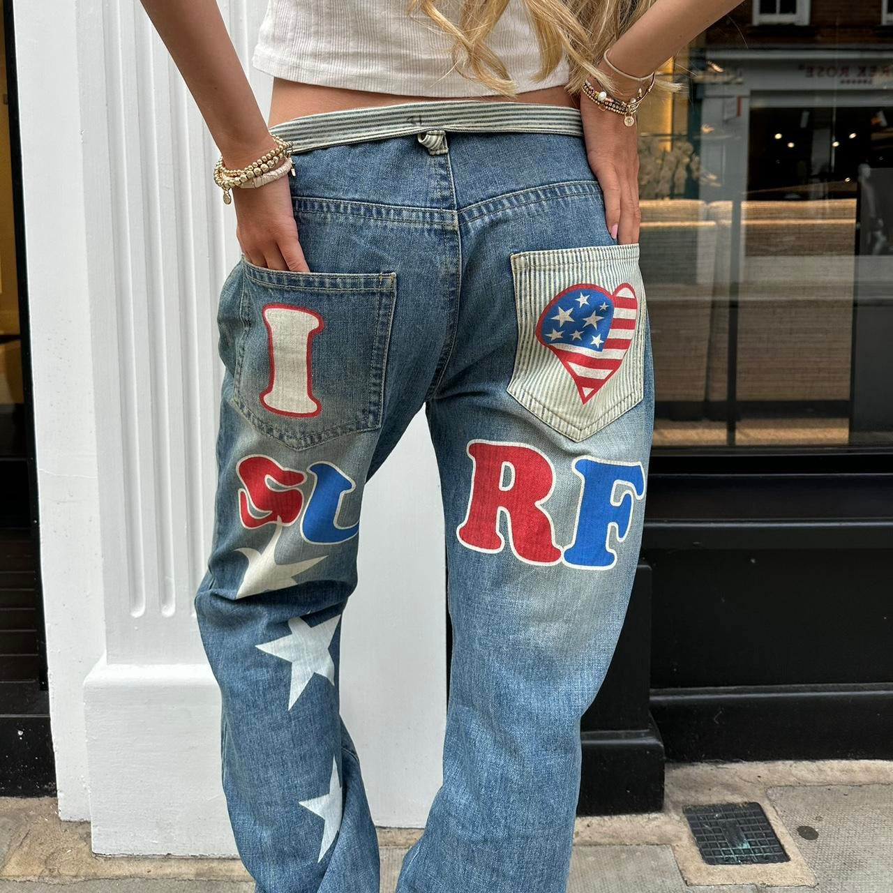 Vintage iconic rare 90s I love surf jeans 🩵🏄🏼♀️