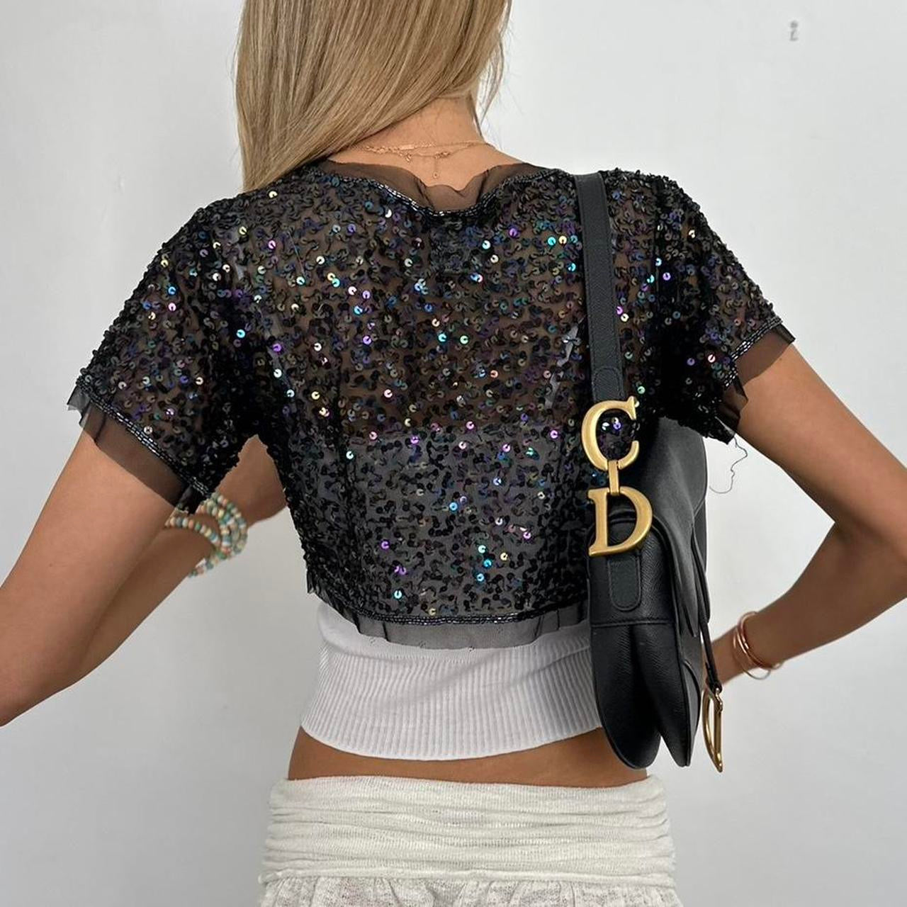 Vintage sequin layering top