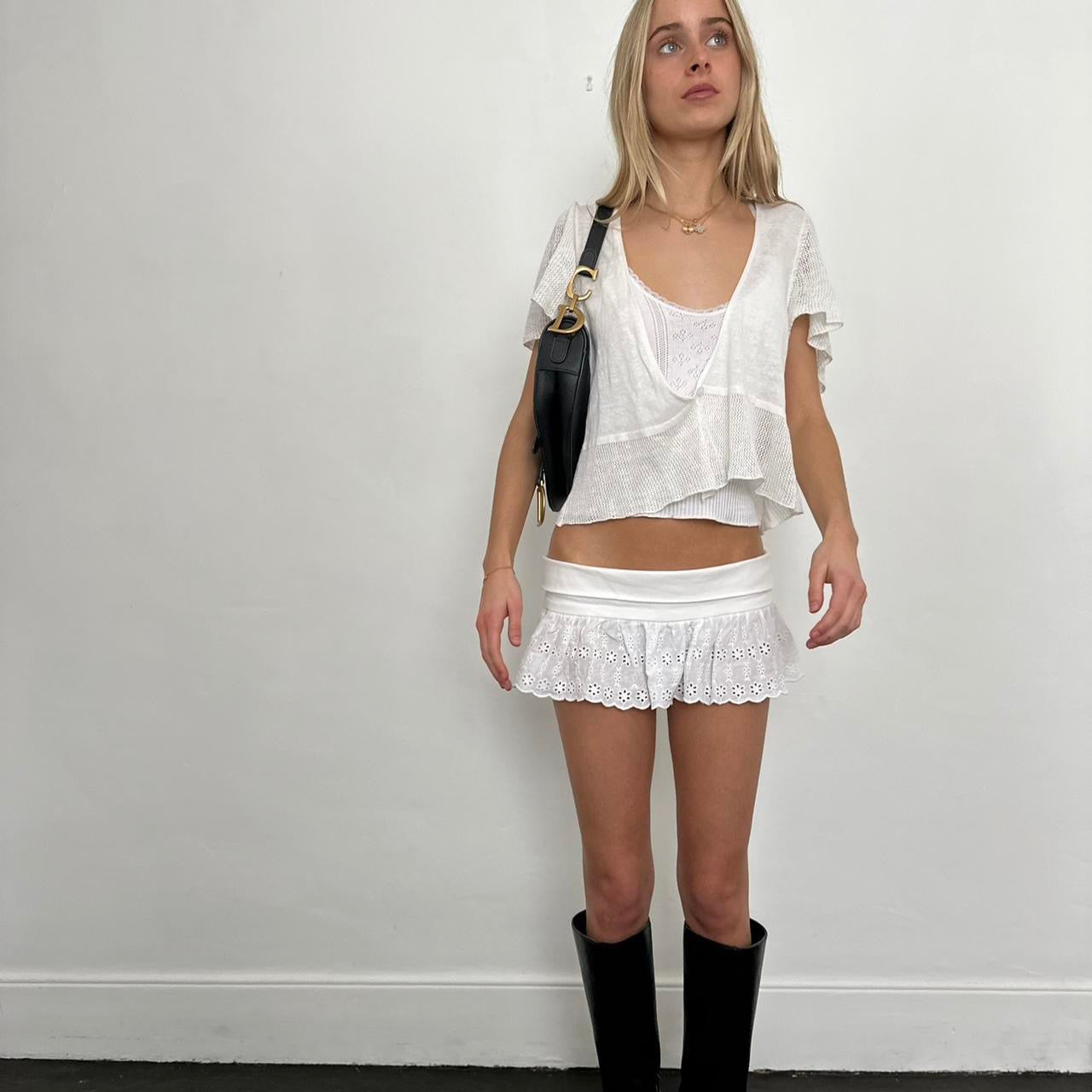 Vintage white layering short sleeve top