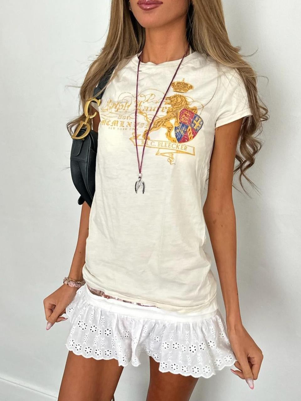 Vintage 00’s white graphic Ralph Lauren top