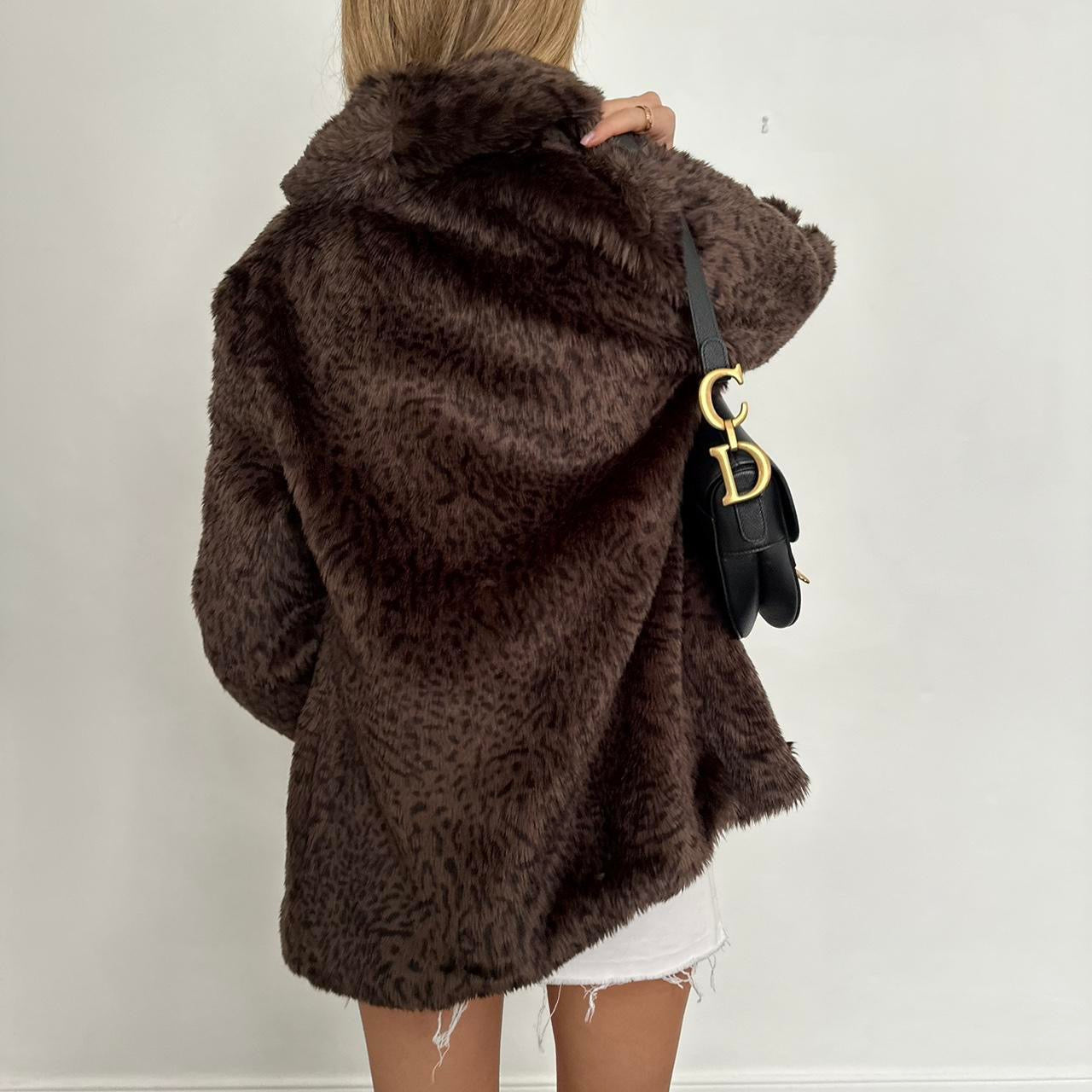 Vintage 2000’s brown faux fur jacket